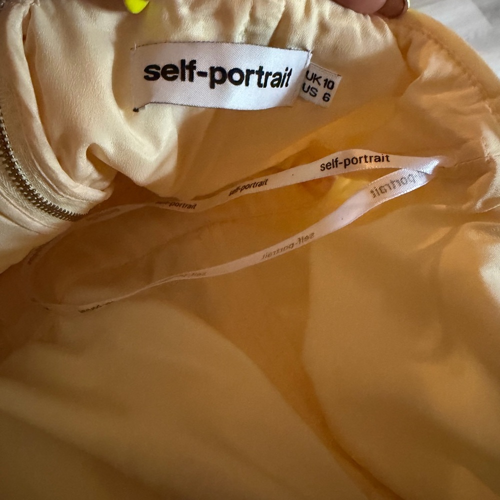 Self Portrait Yellow Guipure Lace Halter Midi Dress size US6 - Picture 5 of 5